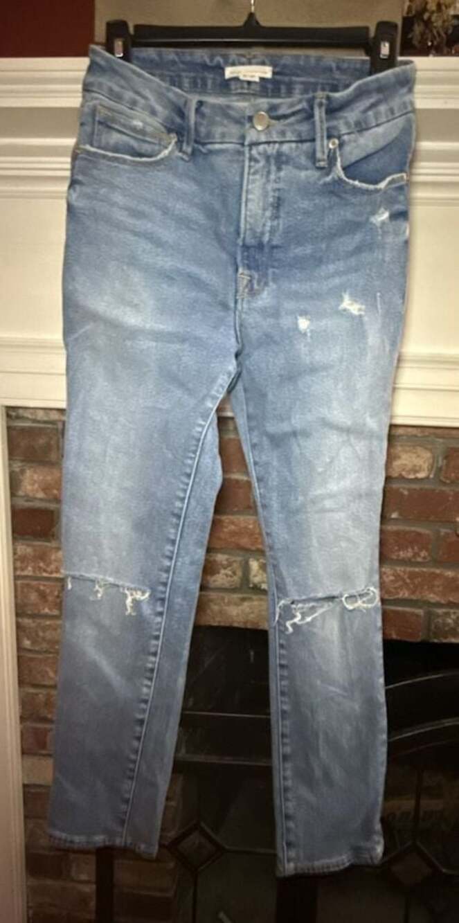 Good American High Rise Distressed Straight Leg Jeans Size 2/26